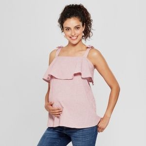 Maternity Striped Ruffle Flounce Tank #67-38